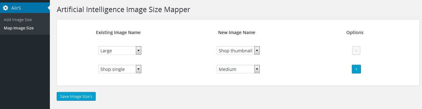 Image Size Mapper