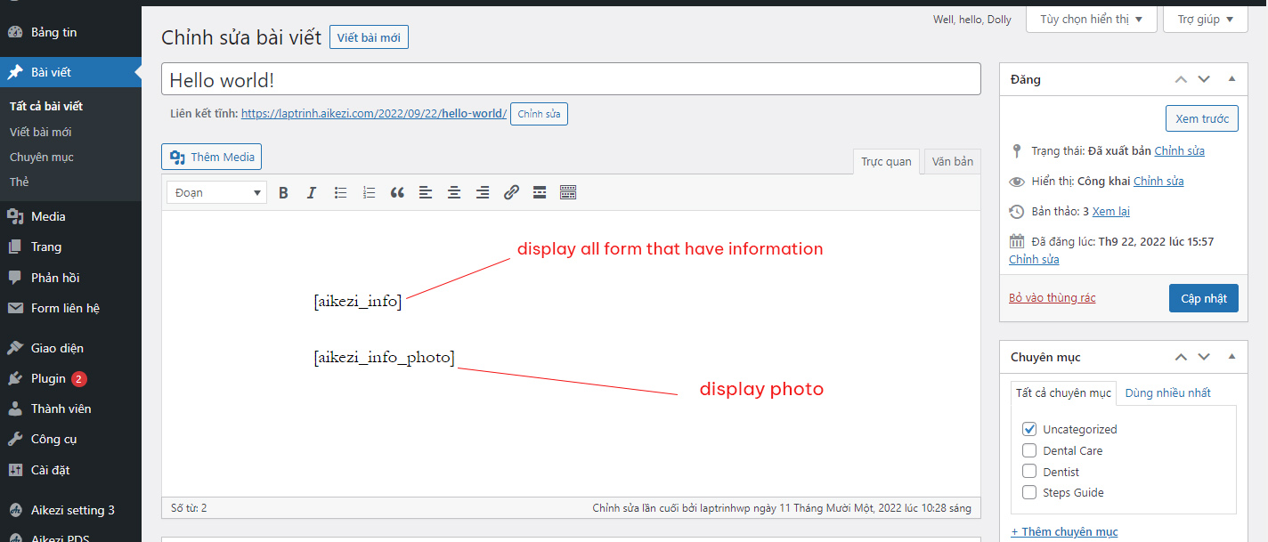 Enter shortcode in post page or anywhere