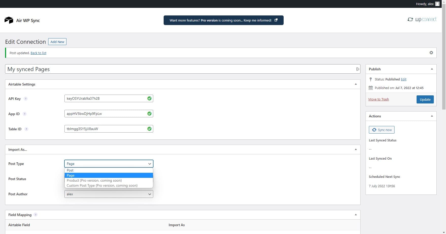 Airtable and Import Settings