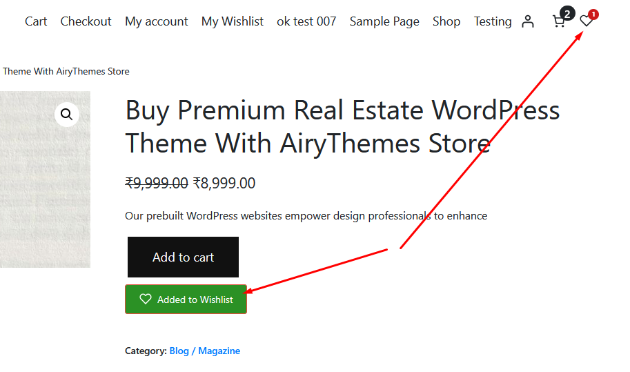 Airy Wishlist header icon counter