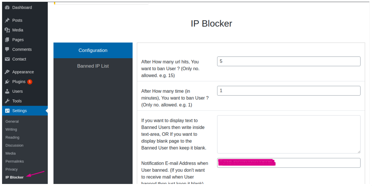 IP Blocker Display General Settings