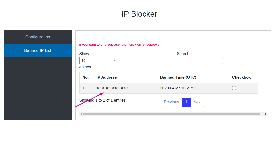 Blocked IP Address List