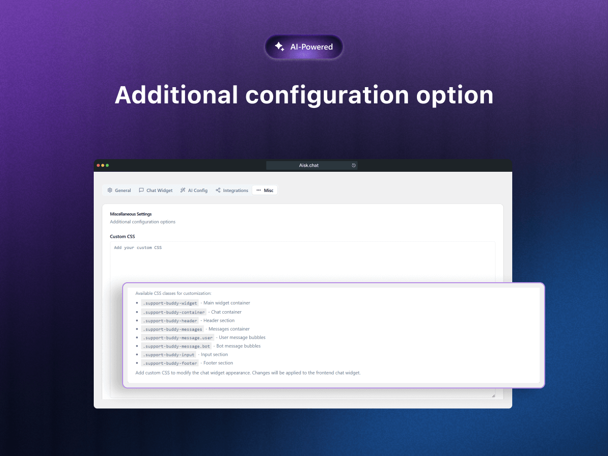 Integration settings