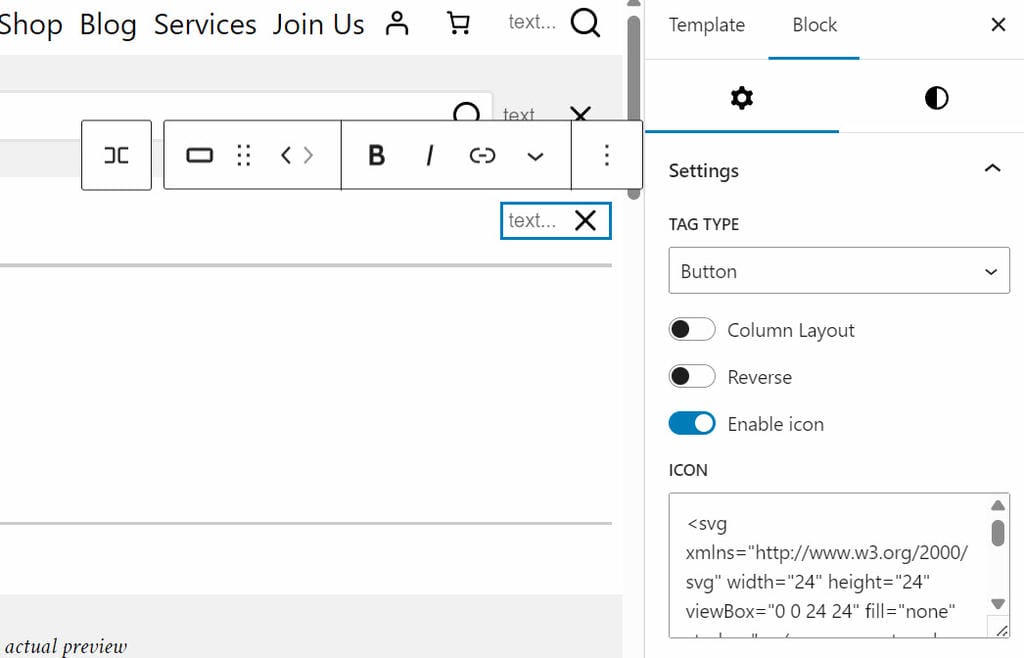 Display svg icons as buttons and add link to them.