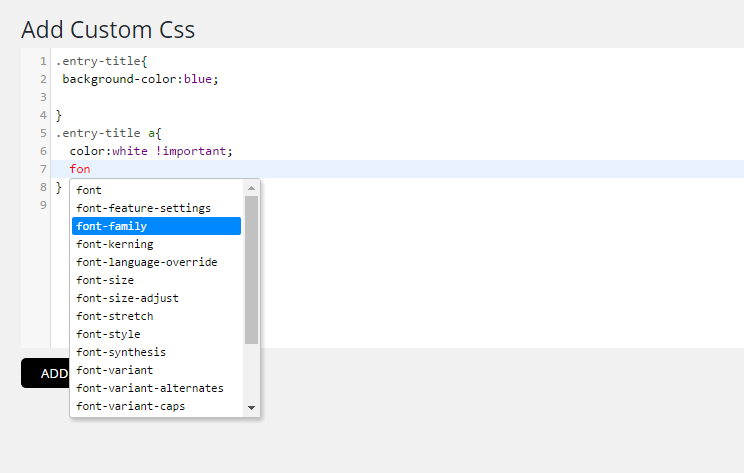 Autocomplete feature in CSS as well as JSS