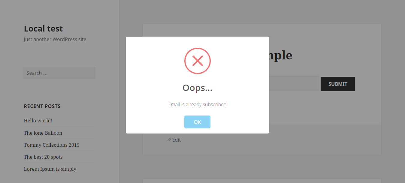 Display error from Drip
