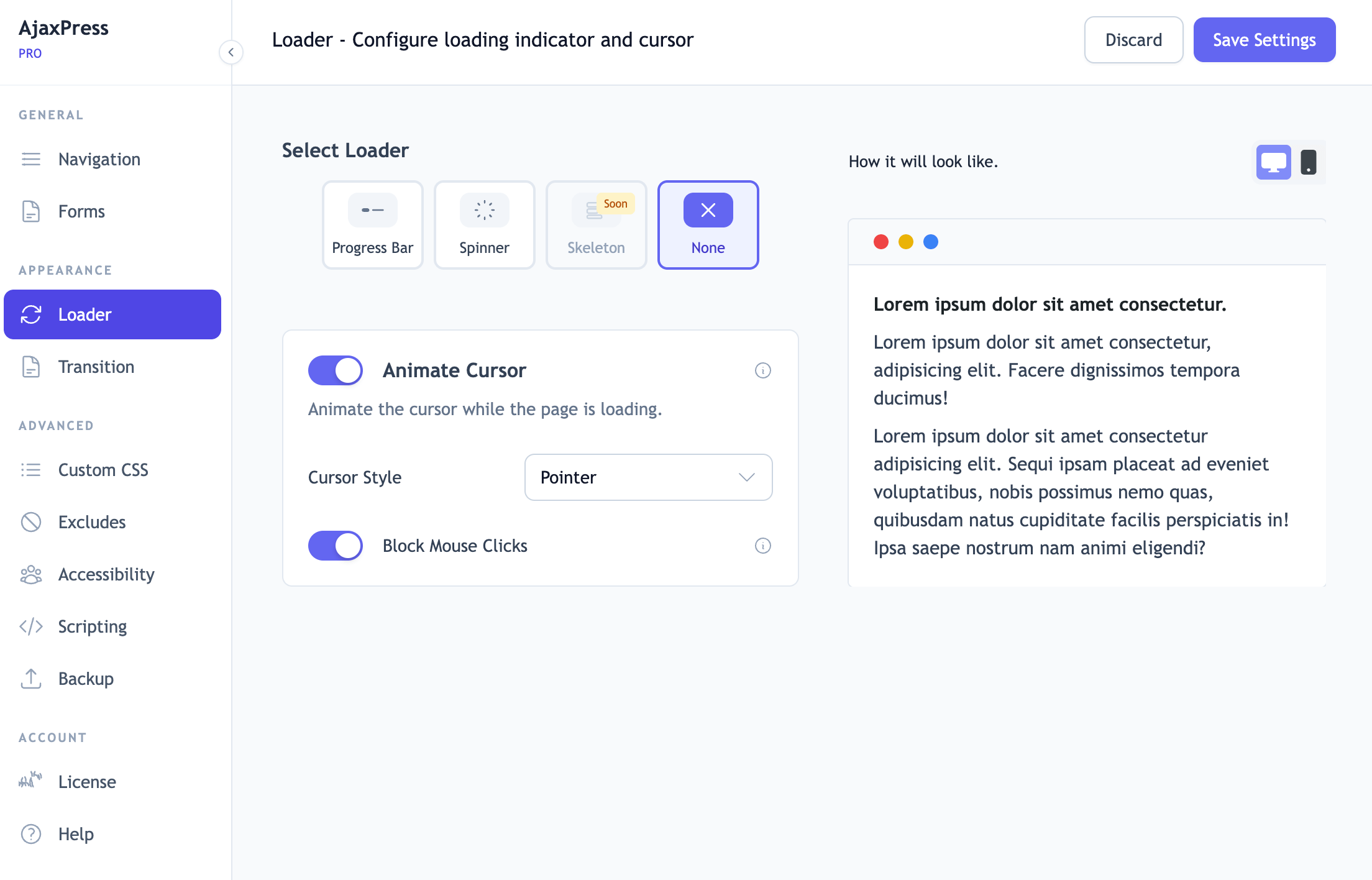 Transitions and page content animations