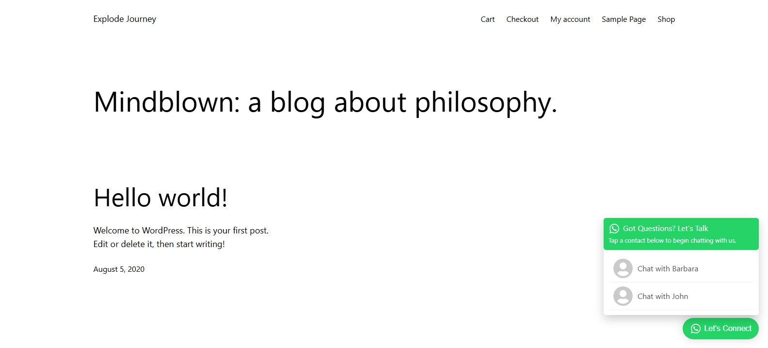 Frontend chat button with open agent dropdown and profile images.