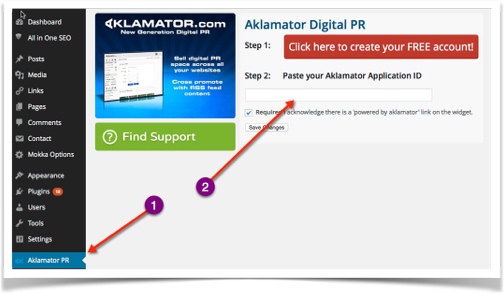 Aklamator plugin configuration