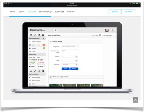 Add or edit your aklamator widgets