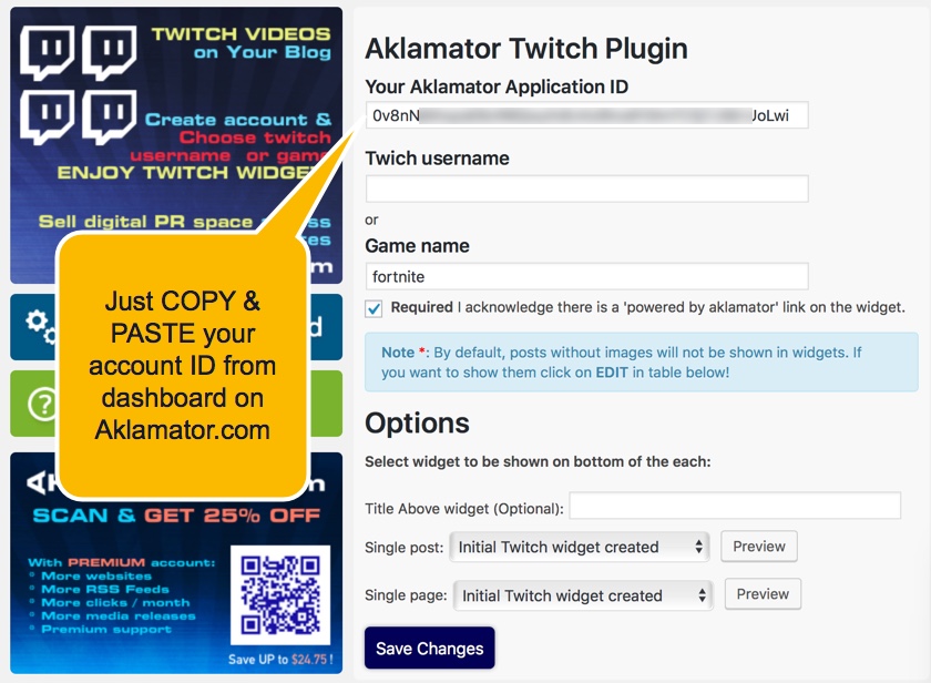 Where to paste Application ID after installation