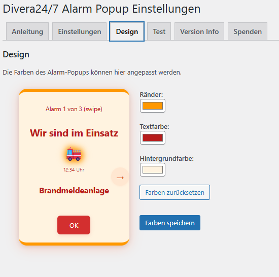 Admin settings page.