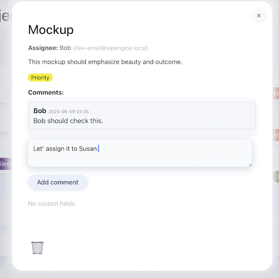 Front End view with Comments