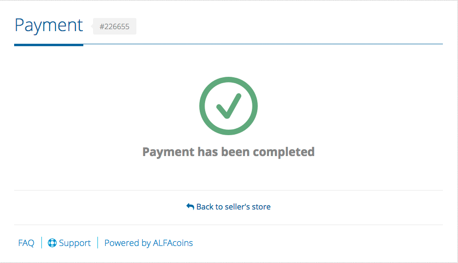 The checkout will clearly denote that the payment was made using cryptocurrency.