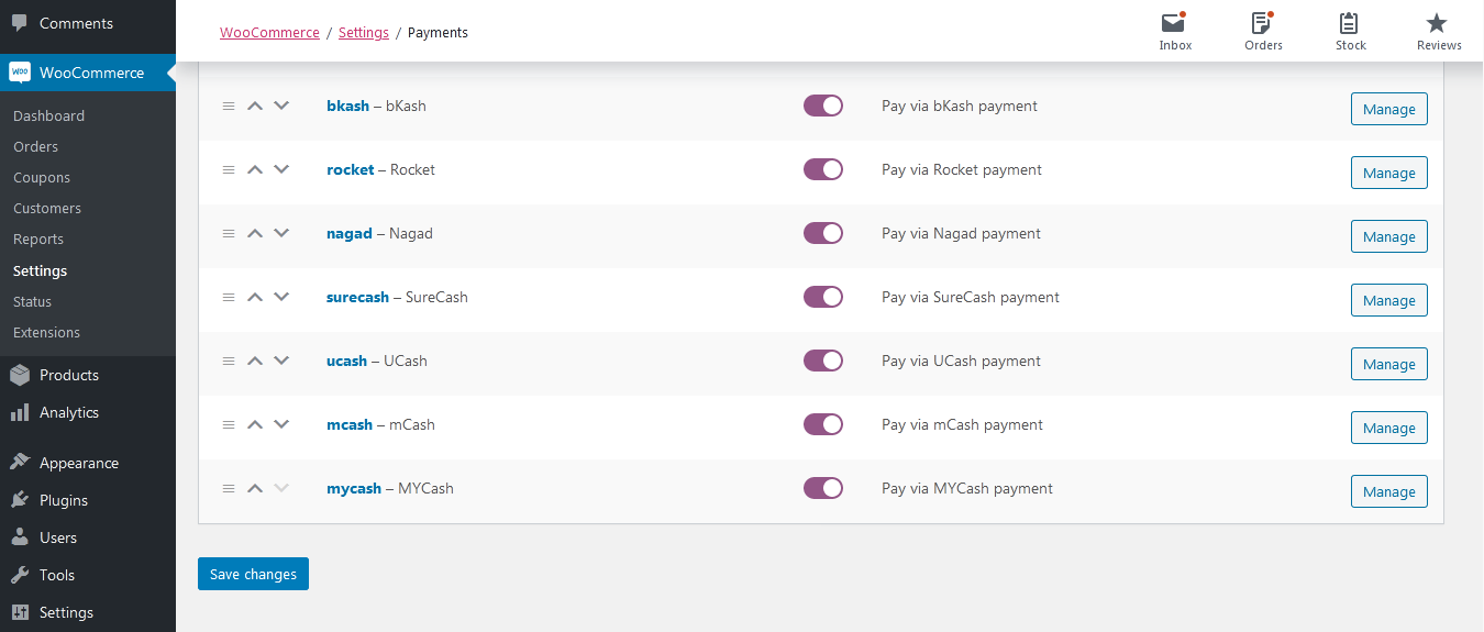 Payment gateway page.