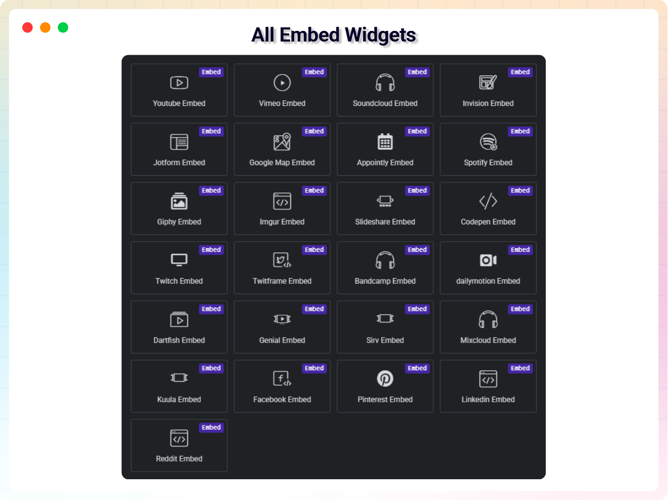 All Embed Widgets