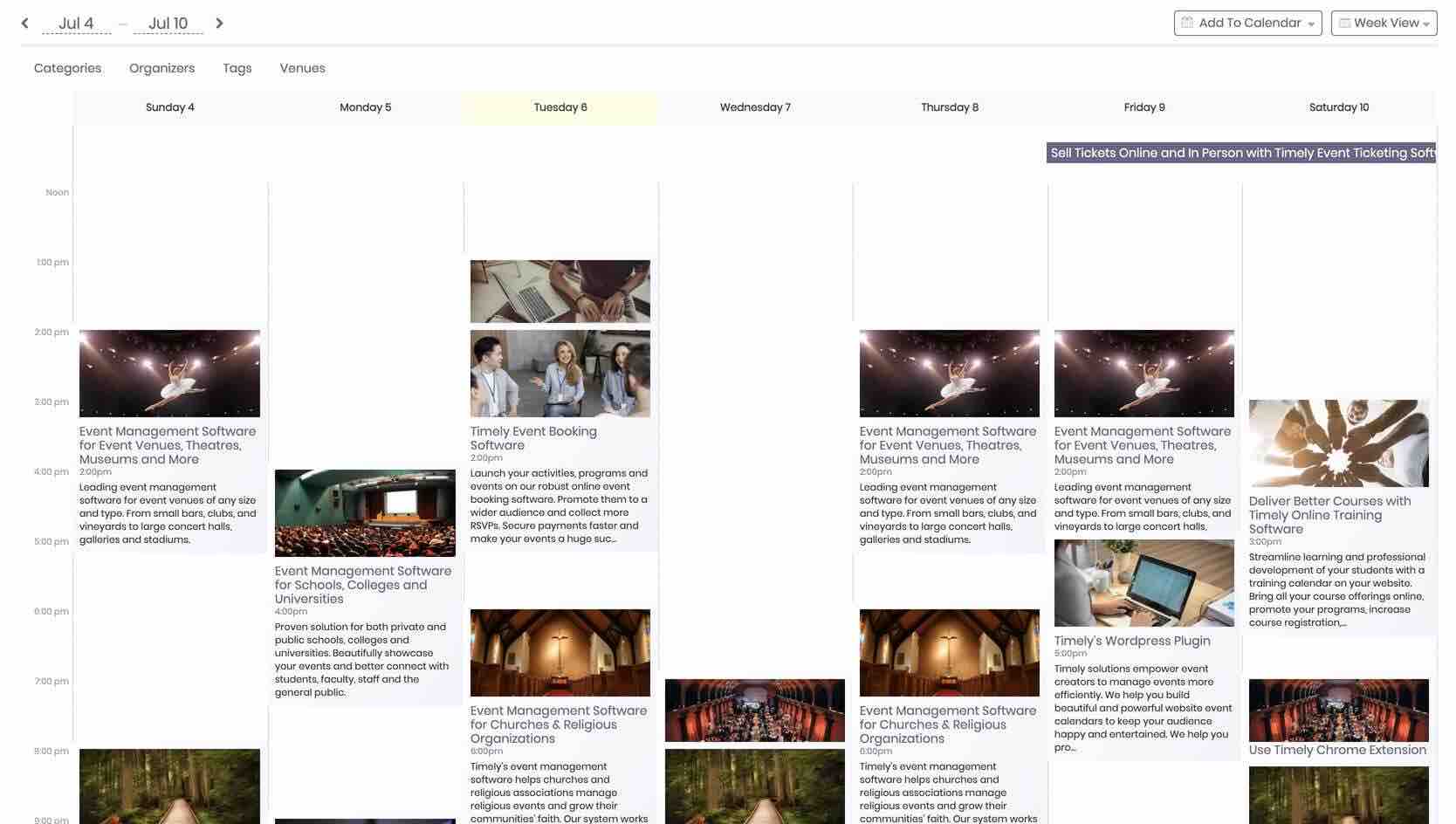 Event calendar dashboard