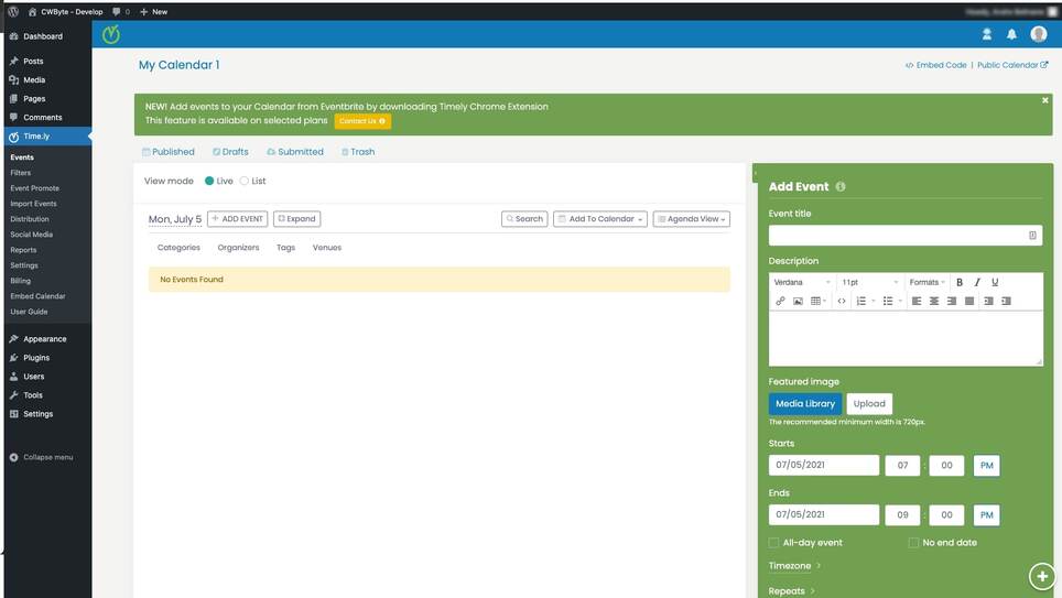 Embed code settings