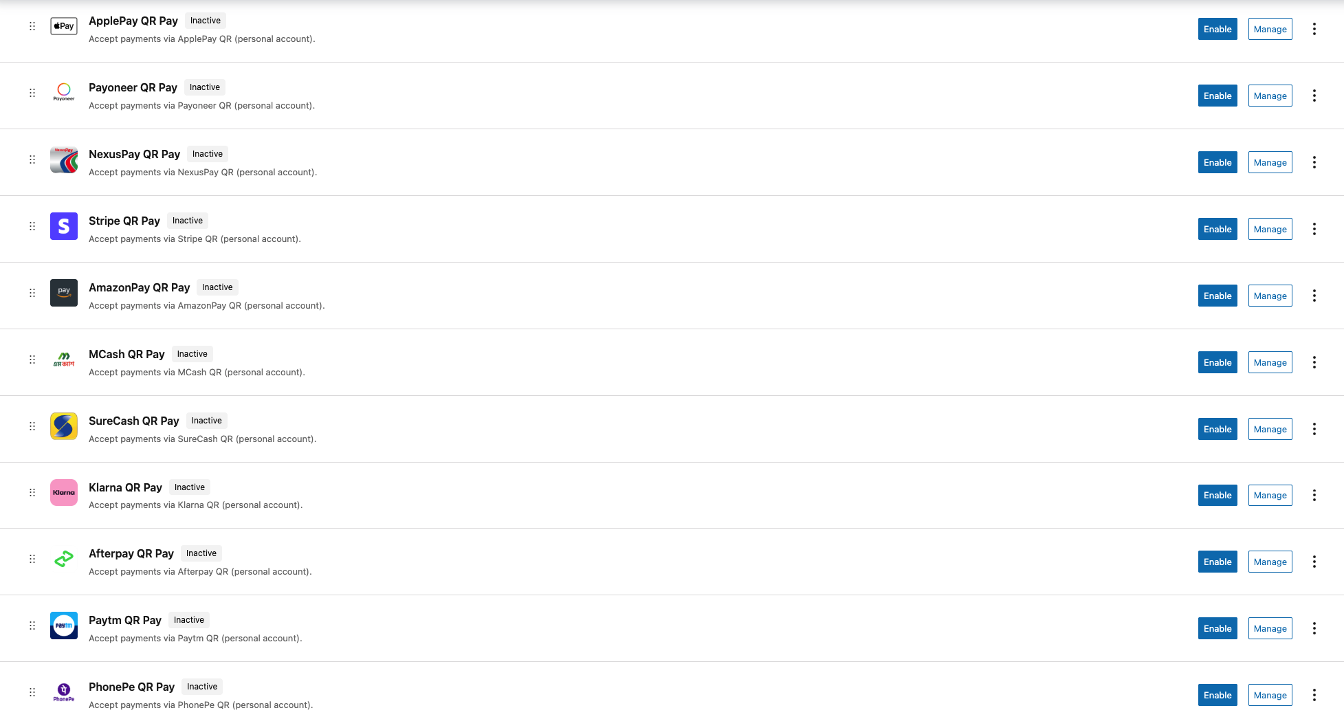 Dashboard Payment Gateways