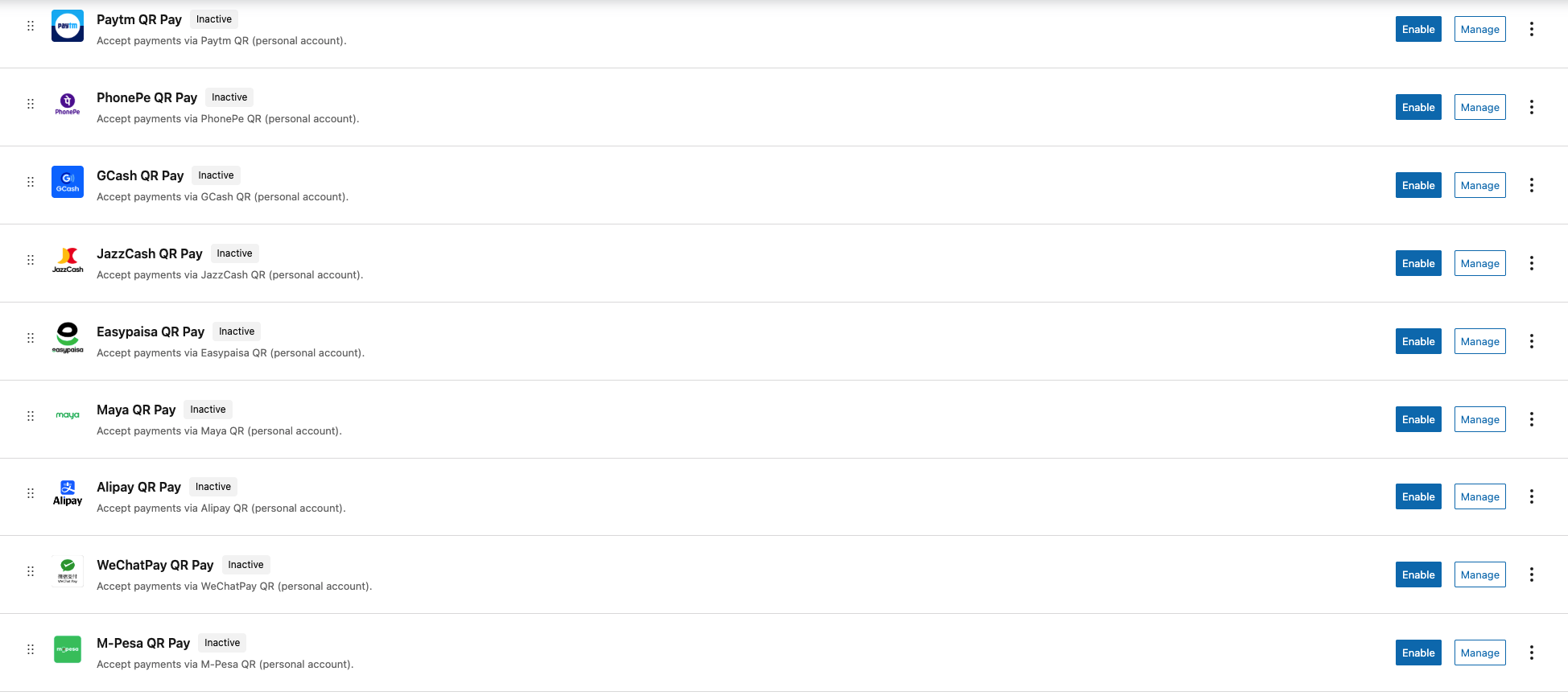 Dashboard Payment Gateways