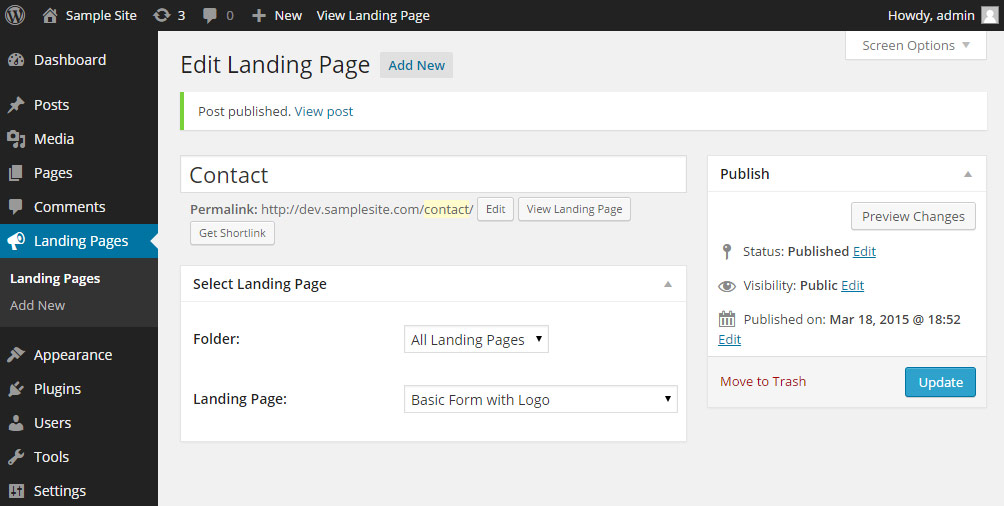 **AllClients Plugin Settings** Configure AllClients API and Landing Pages settings.