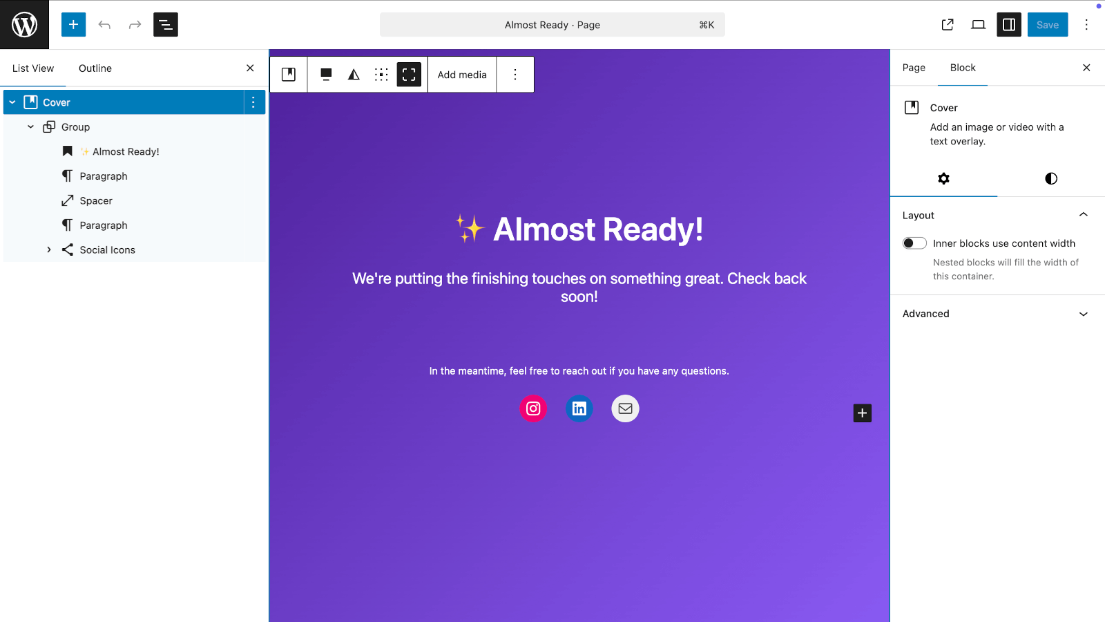 Easy customization through WordPress's native block editor