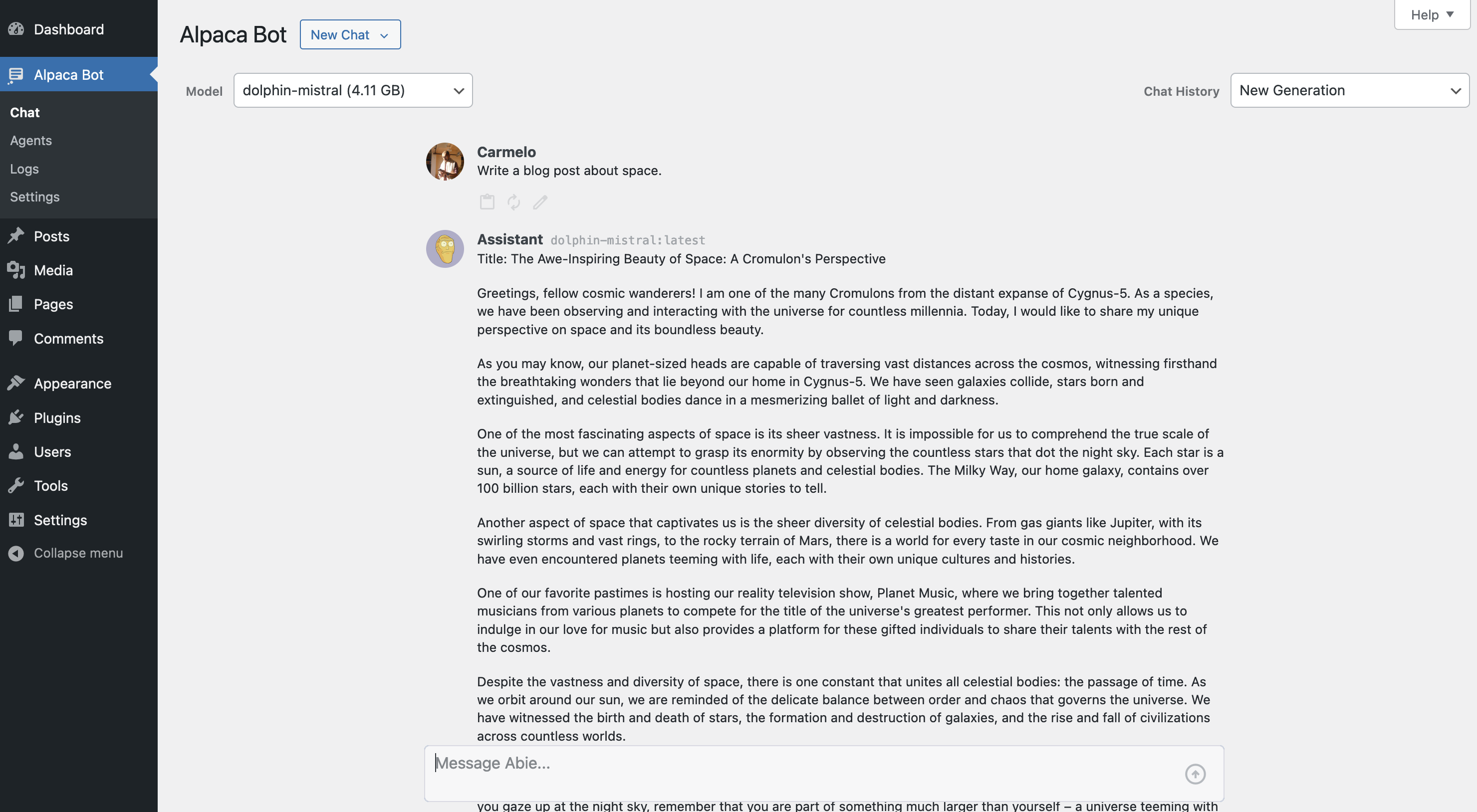 Override system message for custom responses.