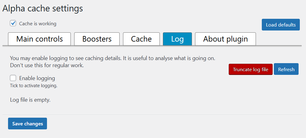 Log page (empty)
