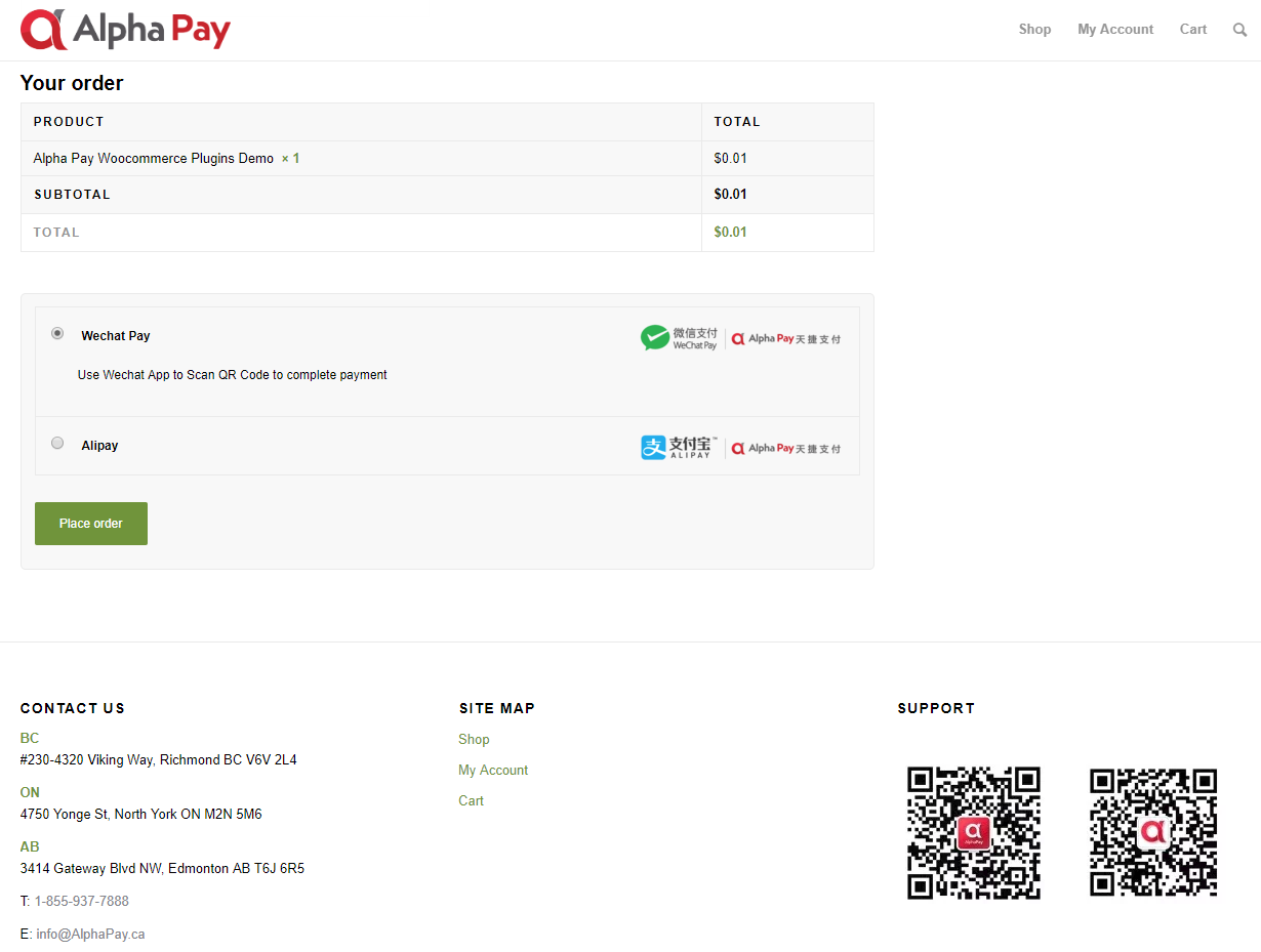 WeChat Pay QR Code (in AlphaPay Page)