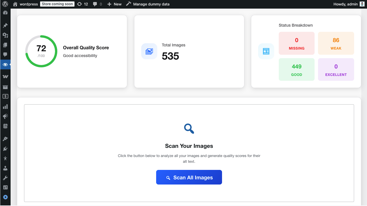 Media Library with quality status indicators