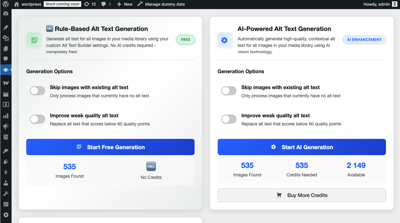 Settings page for API and preference configuration