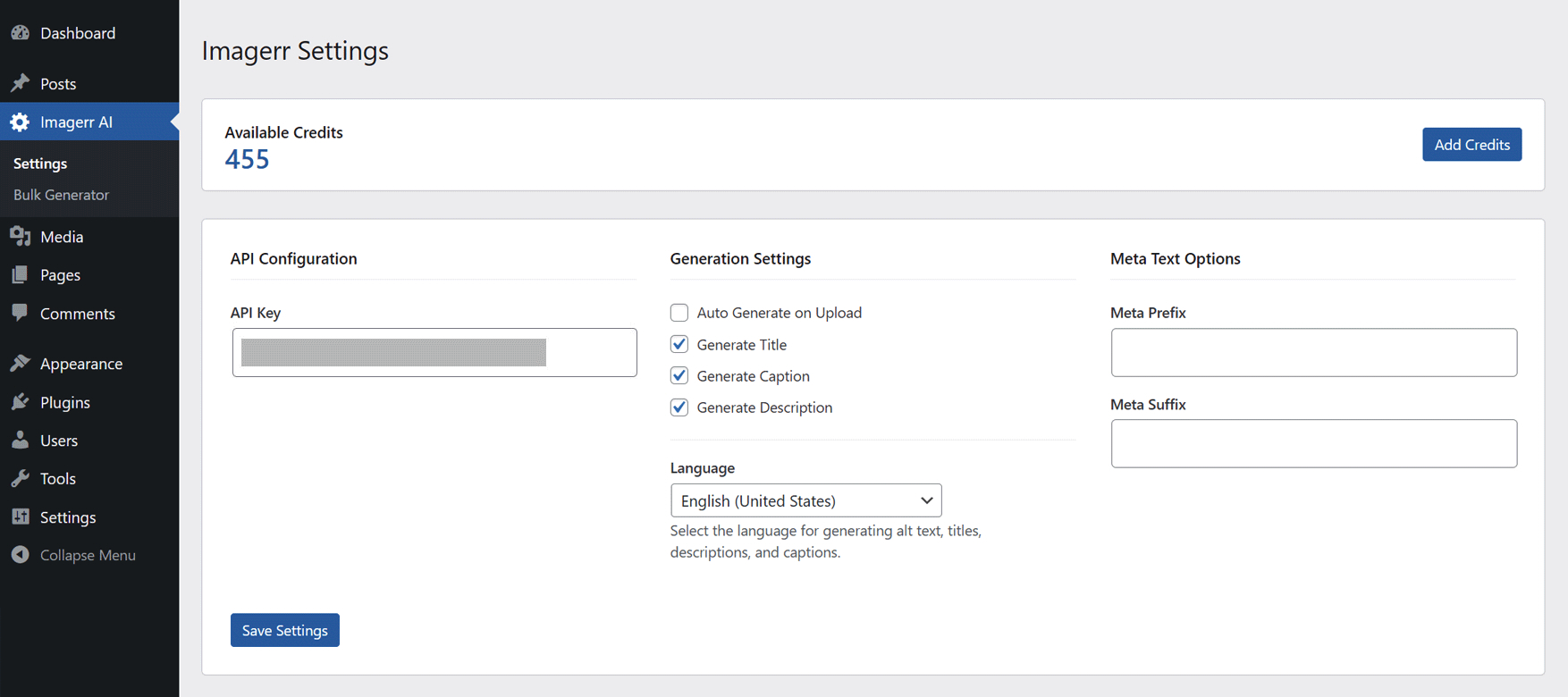 Settings Page