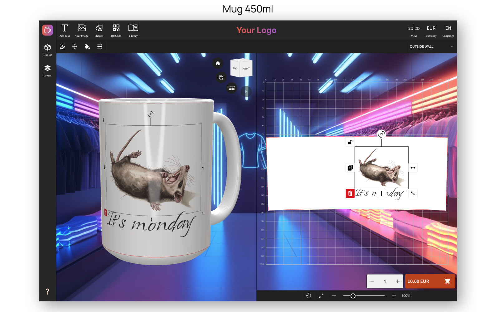 WooCommerce cart with configured product