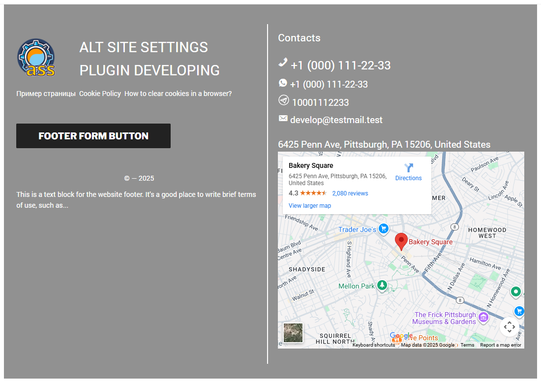 Admin Panel -> ASS Plugin Contact Forms Settings Page -> tab "Form sets" -> Modal window with a set of form fields.