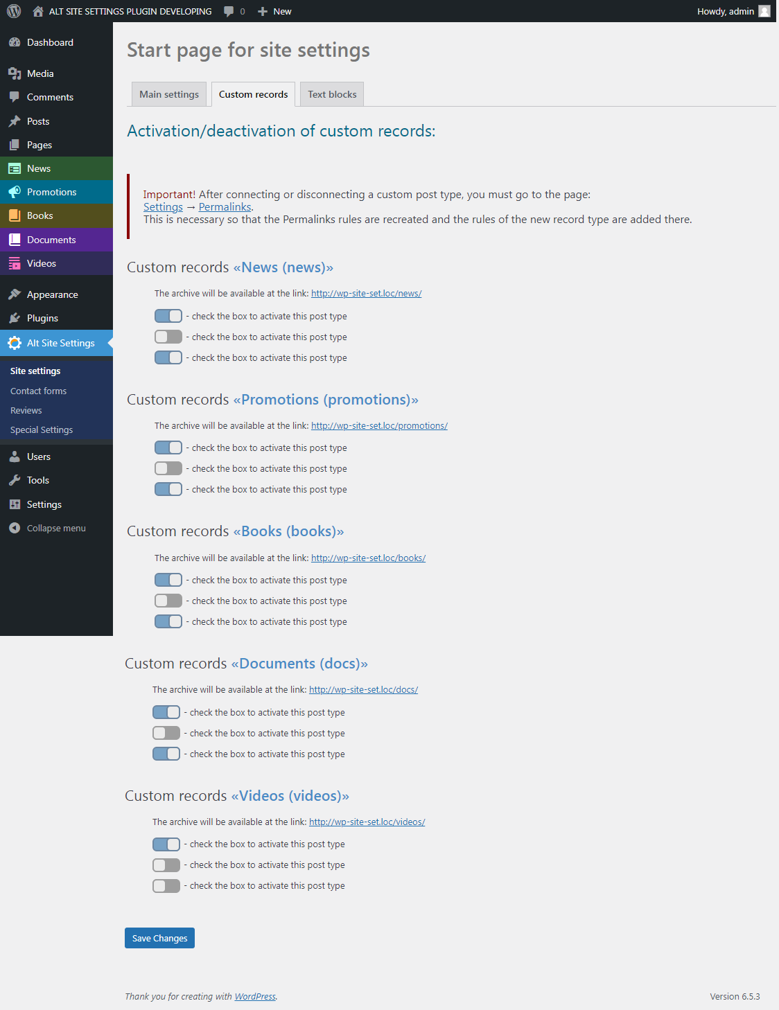Admin Panel -> ASS Plugin Contact Forms Settings Page -> tab "Form sets" - All forms are collapsed.
