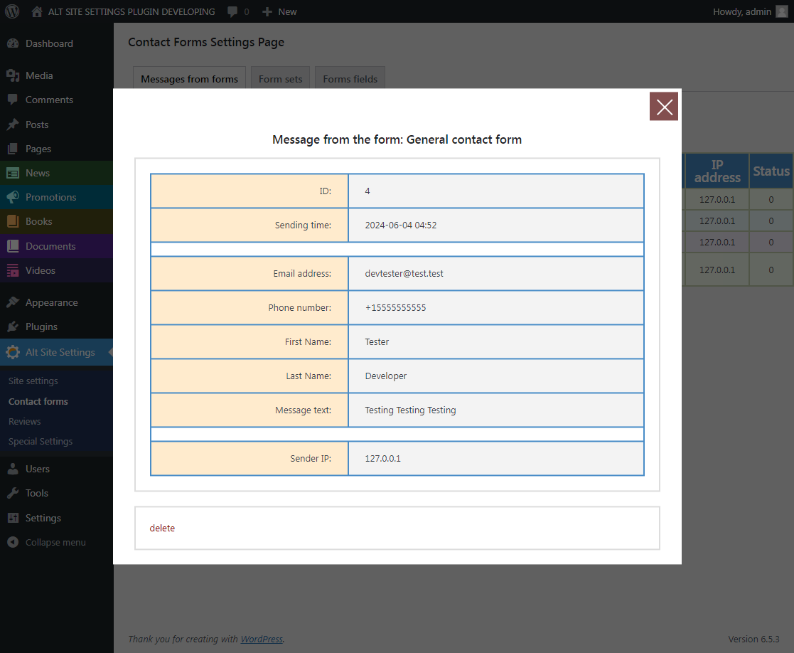 Admin Panel -> ASS Plugin Contact Forms Settings Page -> tab "Forms fields".