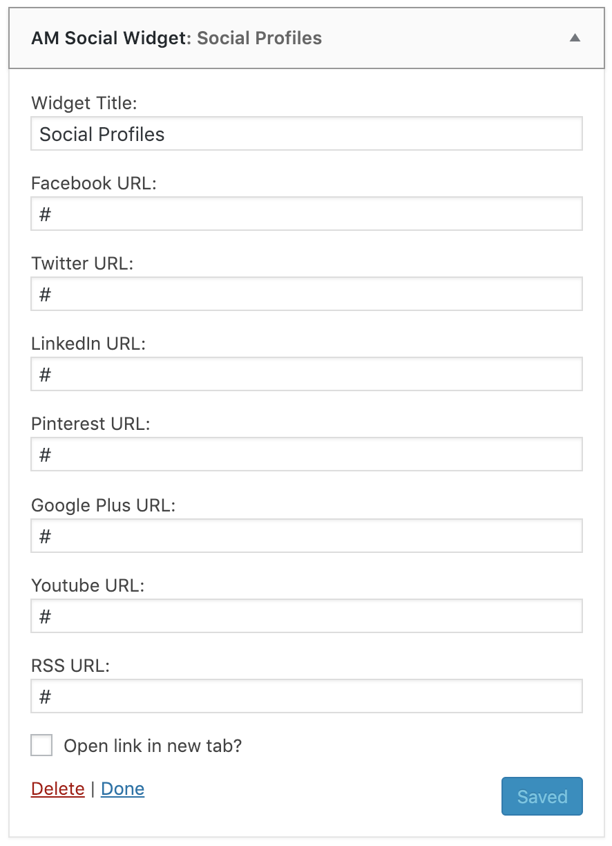 Widget Options and Profile URLs