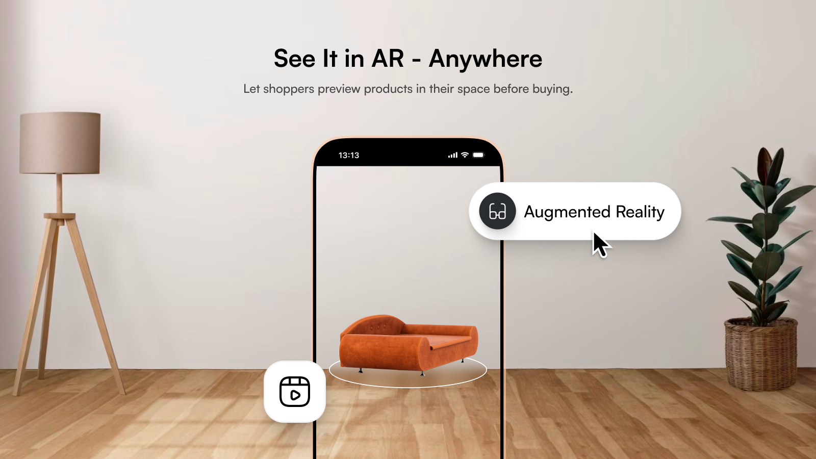 "AR Preview" — user previews a product in their space using mobile AR