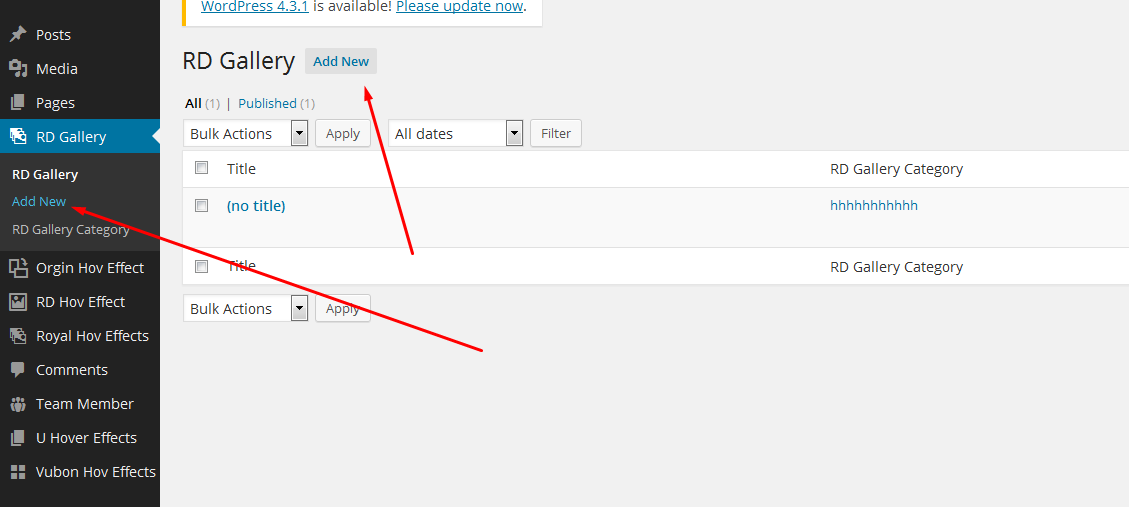 Adding Amazing RD Responsive Gallery item with Click Add New button
