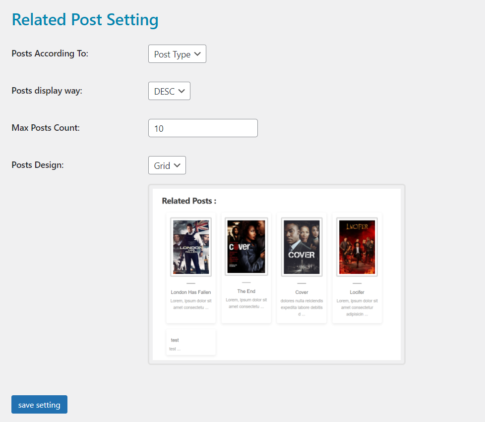 setting page display like that