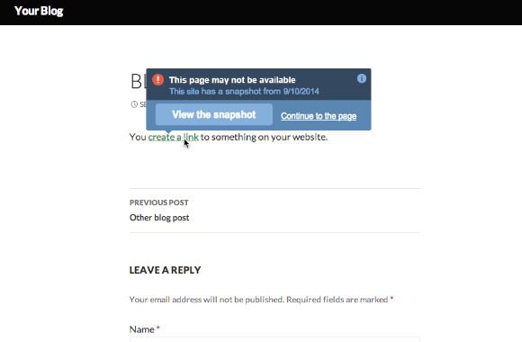 If a link on your website were to go down, Amber provides your visitors with a snapshot of that link.