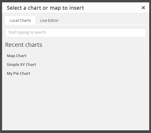 Select from the available charts or maps. No coding required.
