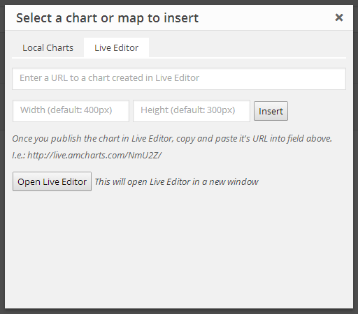 Embed a chart created in Live Editor directly into your posts or pages.