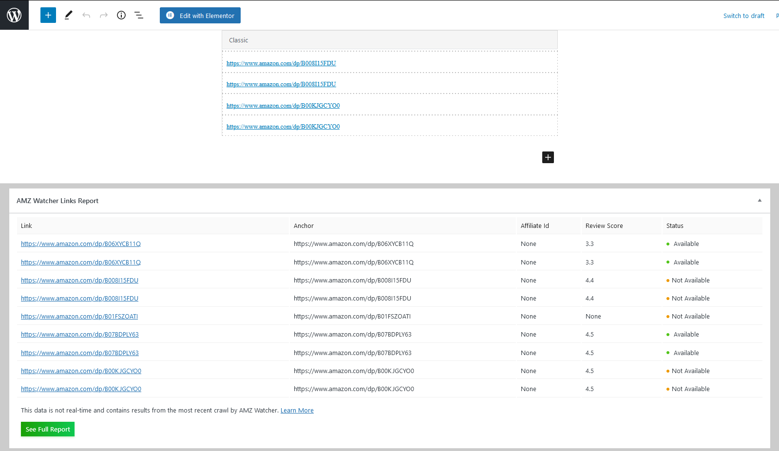 See all your page links inside of a table underneath your Content Editor.