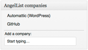 Search AngelList by company name, add one or more companies, and reorder to add context to your posts.