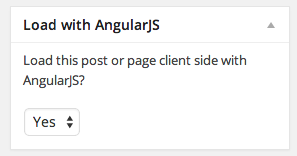 In verison **0.2** a meta box on post and pages edit screen was added, choose yes to have the contenet of the page loaded with AngularJS automatically. A new custom template was also added (post-content.html)