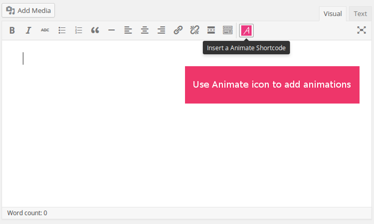 **Custom Button** - Use Animate button to add animation blocks in Posts and Pages