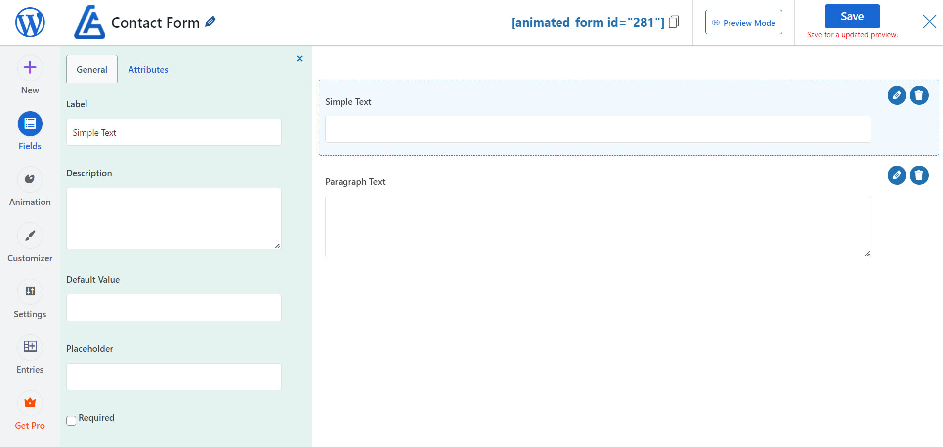Form General Settings