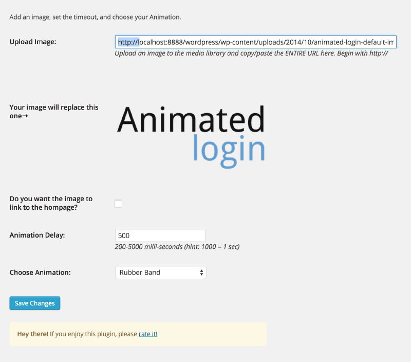 The default settings screen.