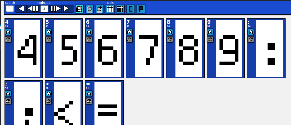 One page of the Char Editor